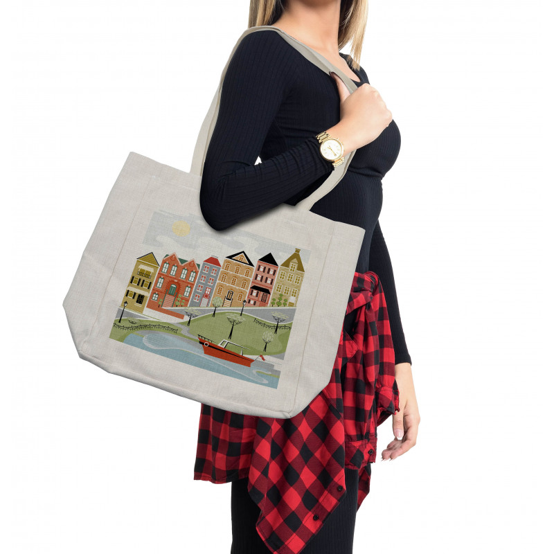 Quaint Village Street Shopping Bag