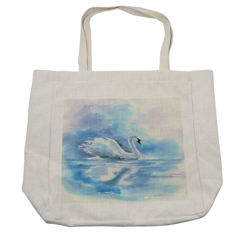 Swan in Hazy River Art Shopping Bag