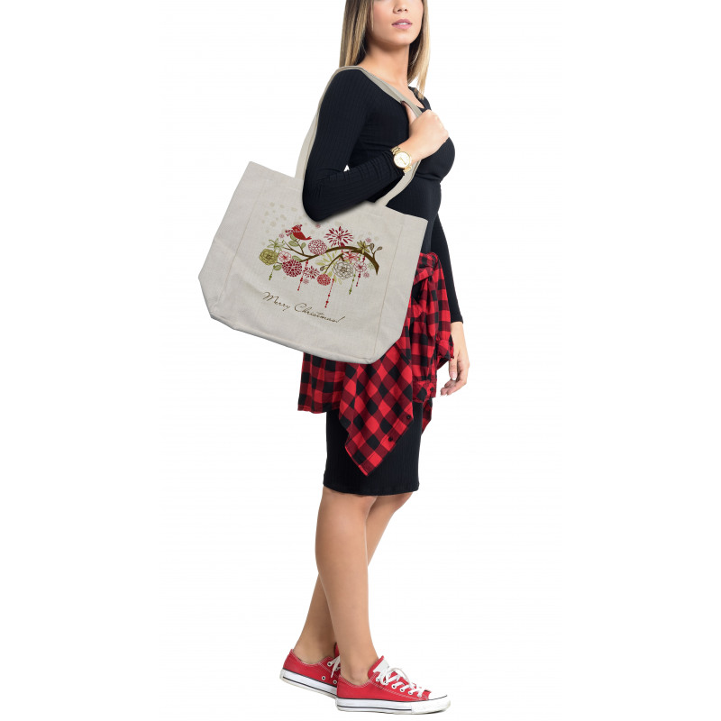 Red Bird Floral Tree Shopping Bag
