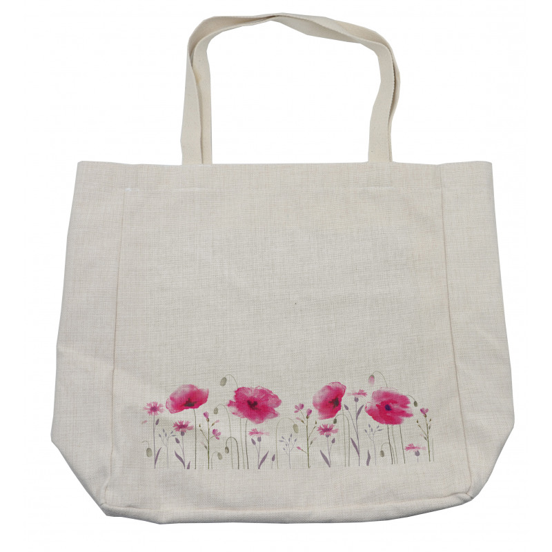Pink Poppy Flowers Art Shopping Bag
