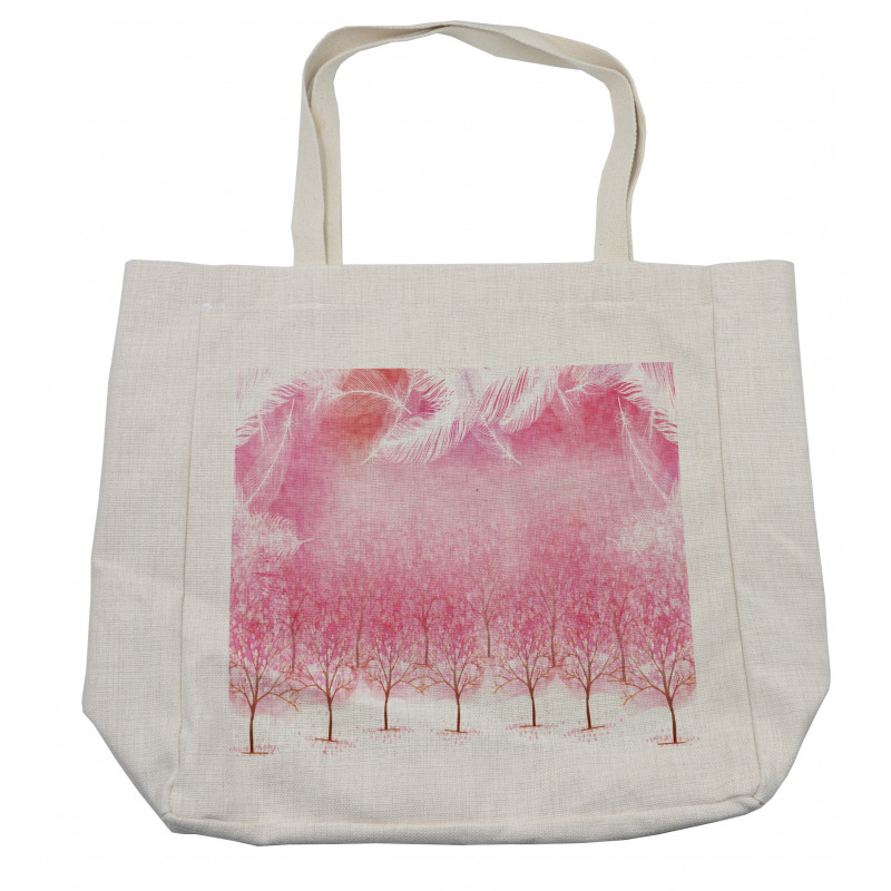 Cherry Trees Feathers Shopping Bag