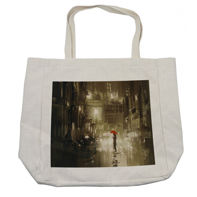 Romantic View Rainy Day Shopping Bag