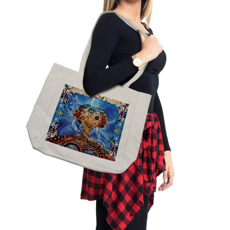 Indie Sketch Retro Style Shopping Bag