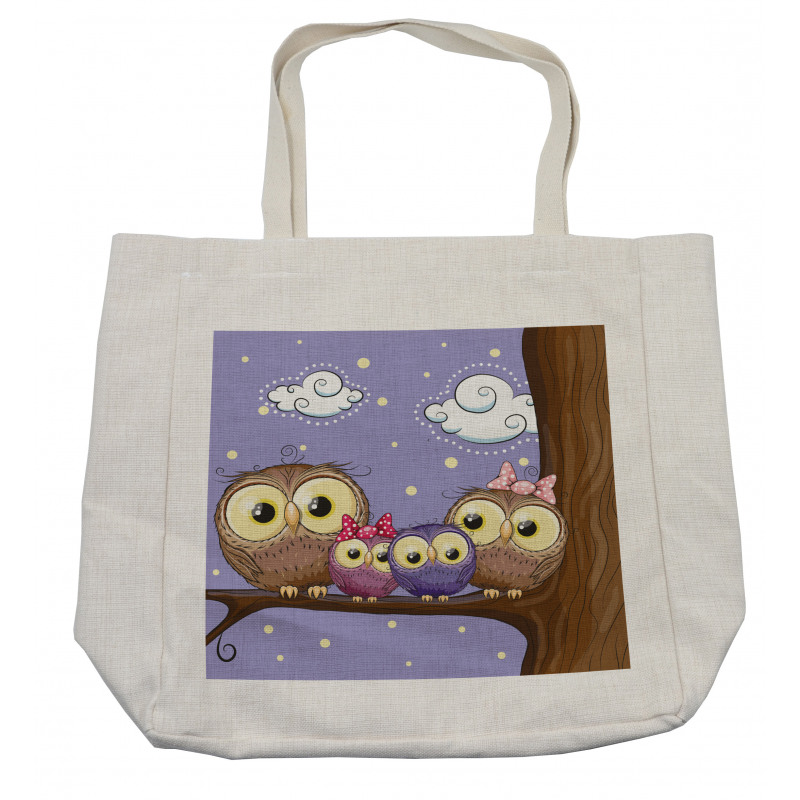 Cartoon Style Owl Family Shopping Bag