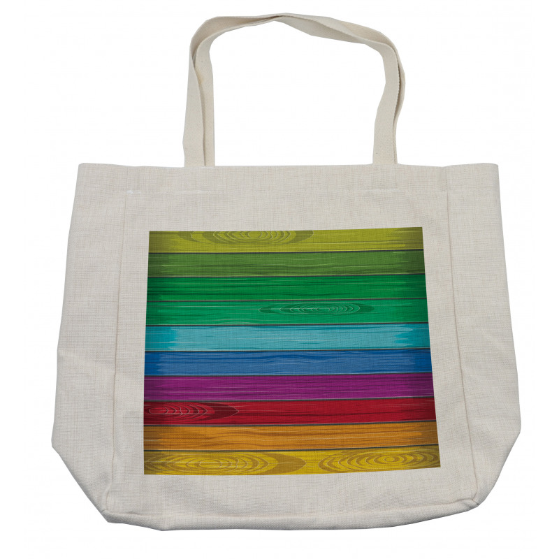 Colorful Wood Stripes Shopping Bag