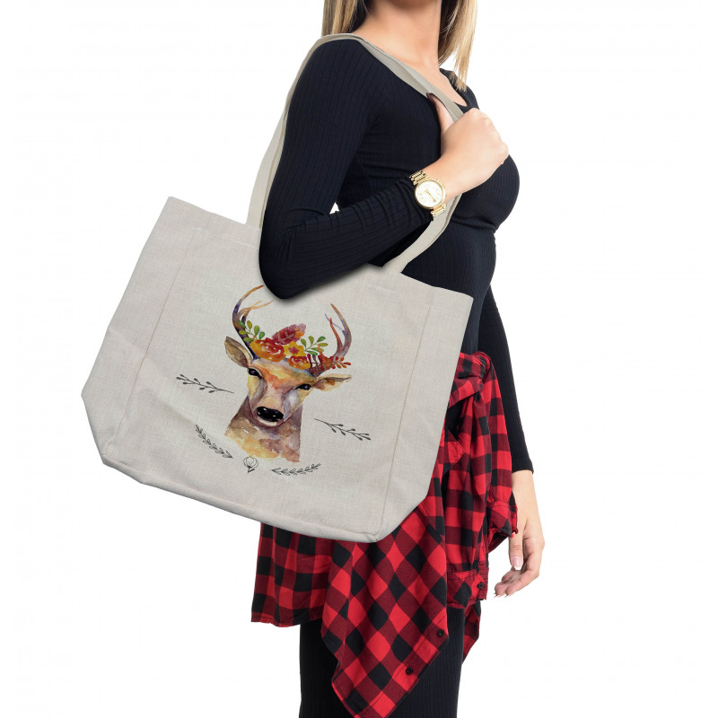 Watercolor Deer Rustic Shopping Bag