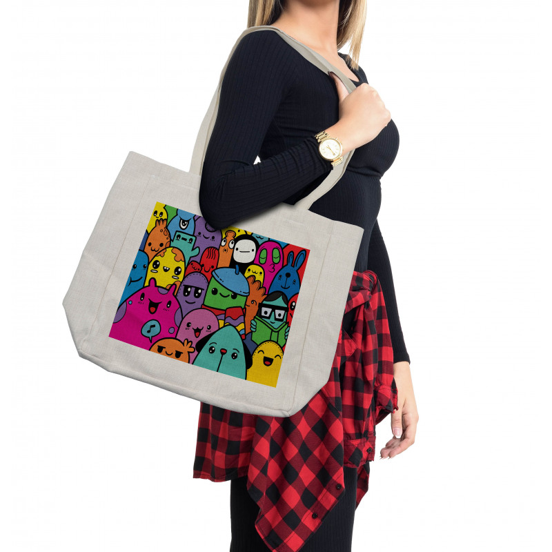 Colorful Doodle Monsters Shopping Bag