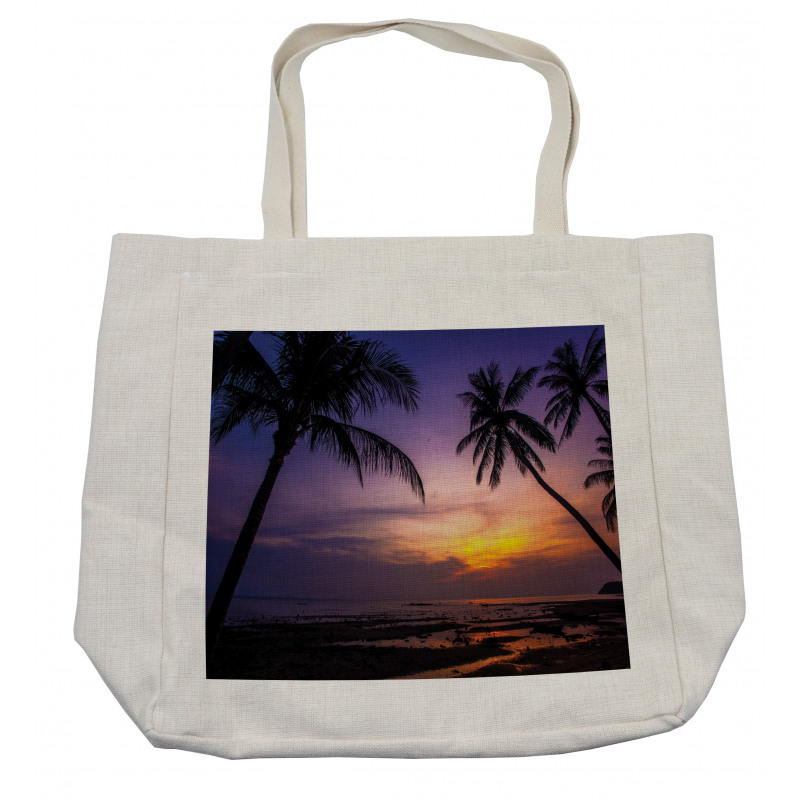 Vivid Twilight Palm Trees Shopping Bag