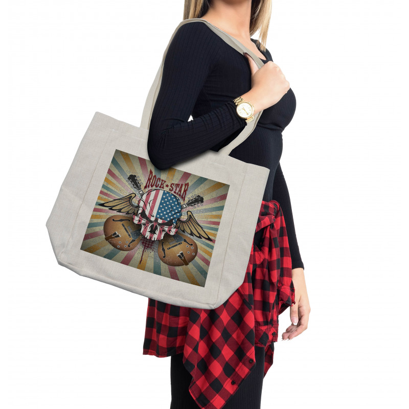 Angry Skull America Flag Shopping Bag