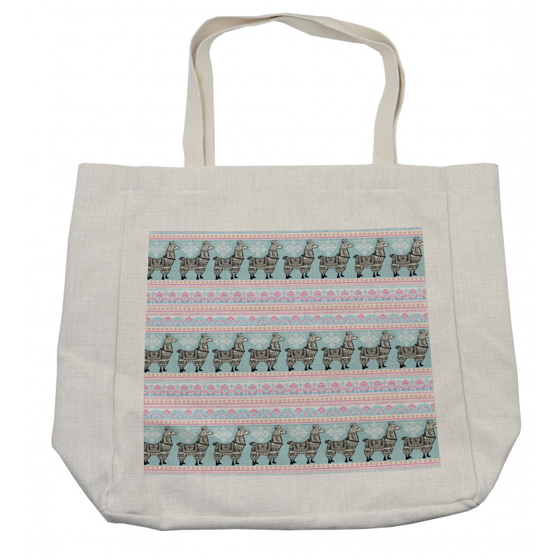 Patterned Alpaca Shopping Bag