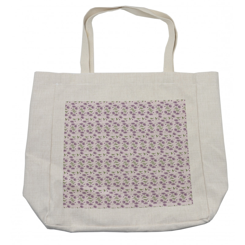 Retro Violets Buds Shopping Bag