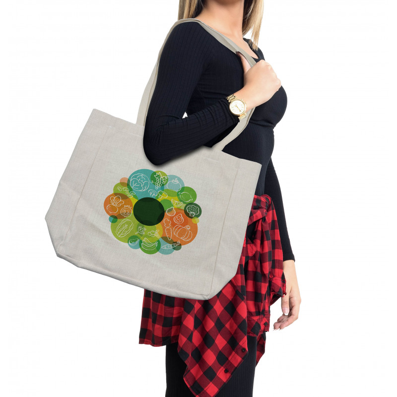 Doodle Vegan Pattern Shopping Bag