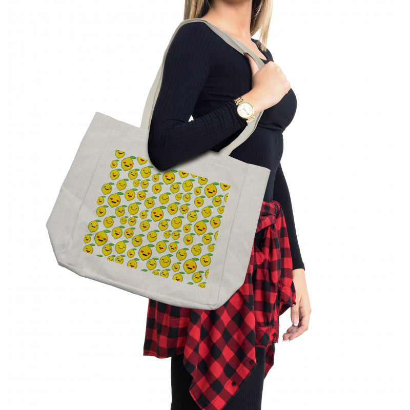 Cartoon Lemon Emoticons Shopping Bag