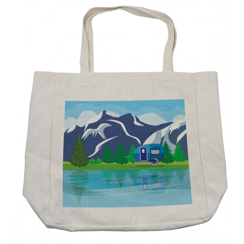 Cartoon Lake Landscape Shopping Bag