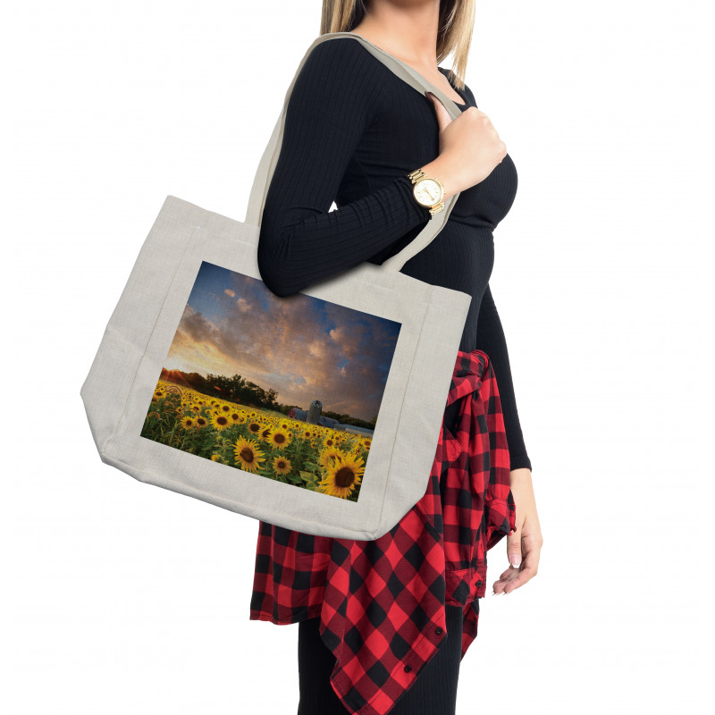 Sunflower Field Sky Shopping Bag