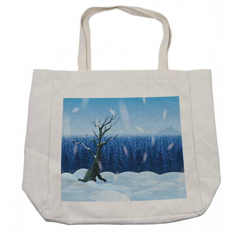 Cold Snowy Landscape Shopping Bag