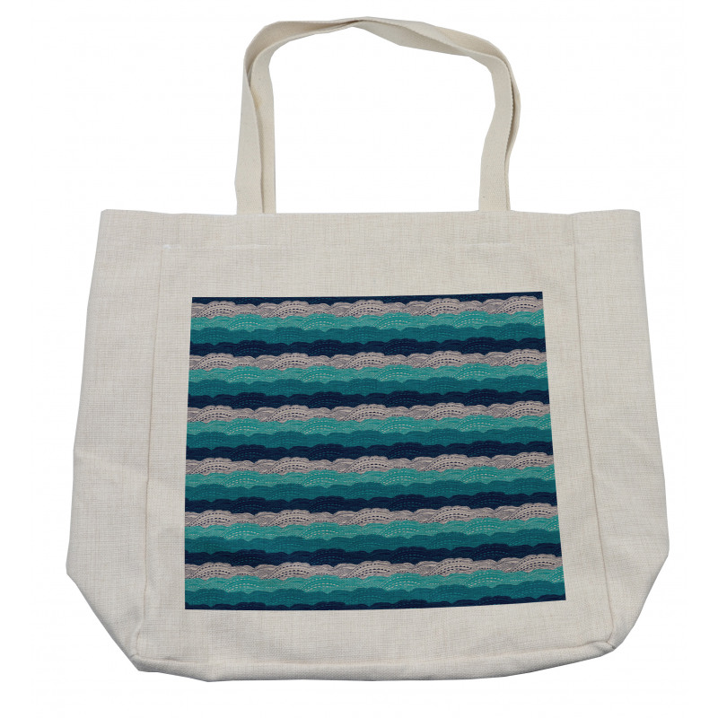 Ornamental Waves in Blue Tones Shopping Bag