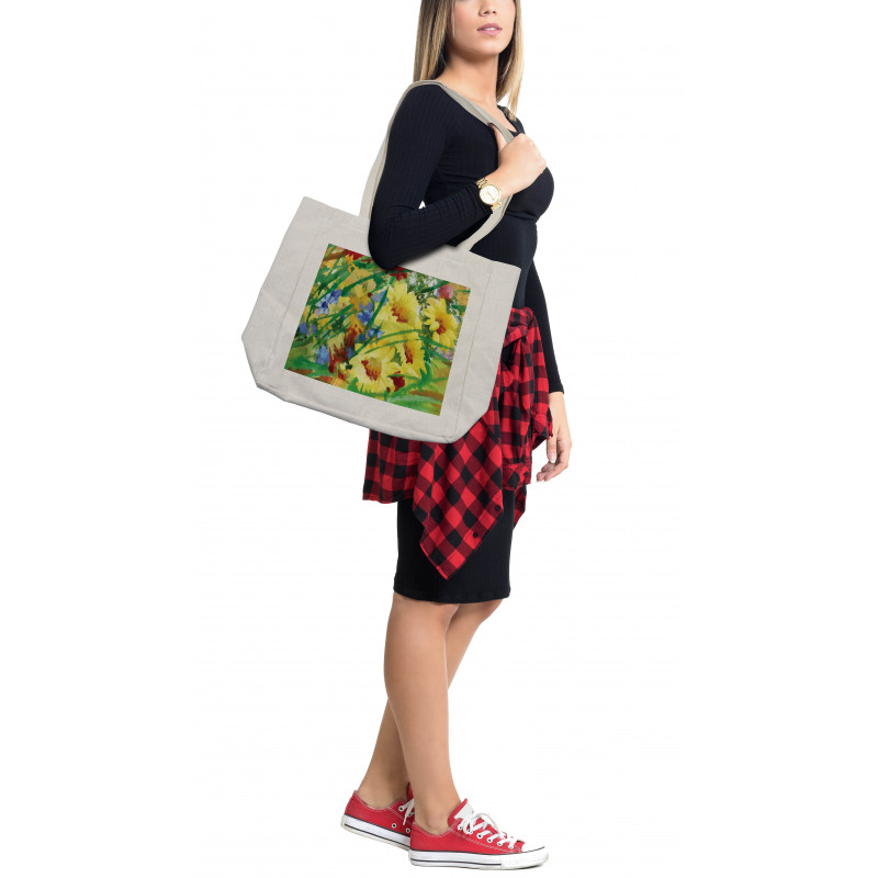 Watercolor Flower Field Shopping Bag