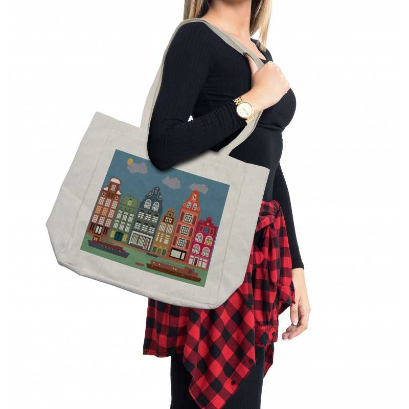 European Houses and Ships Shopping Bag