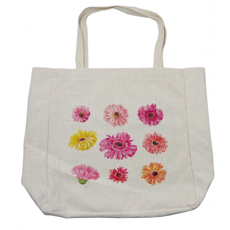 Pink Yellow Flowers Shopping Bag