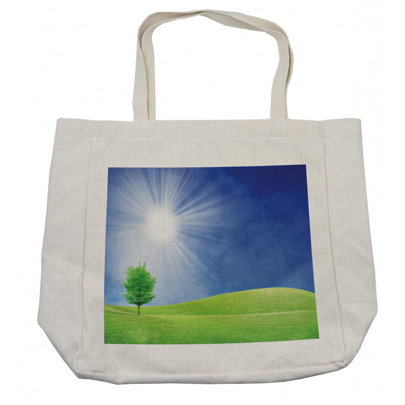 Sun Rays with Lonely Tree Shopping Bag