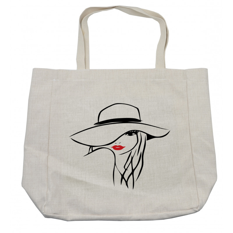 Girl Wearing a Big Floppy Hat Shopping Bag