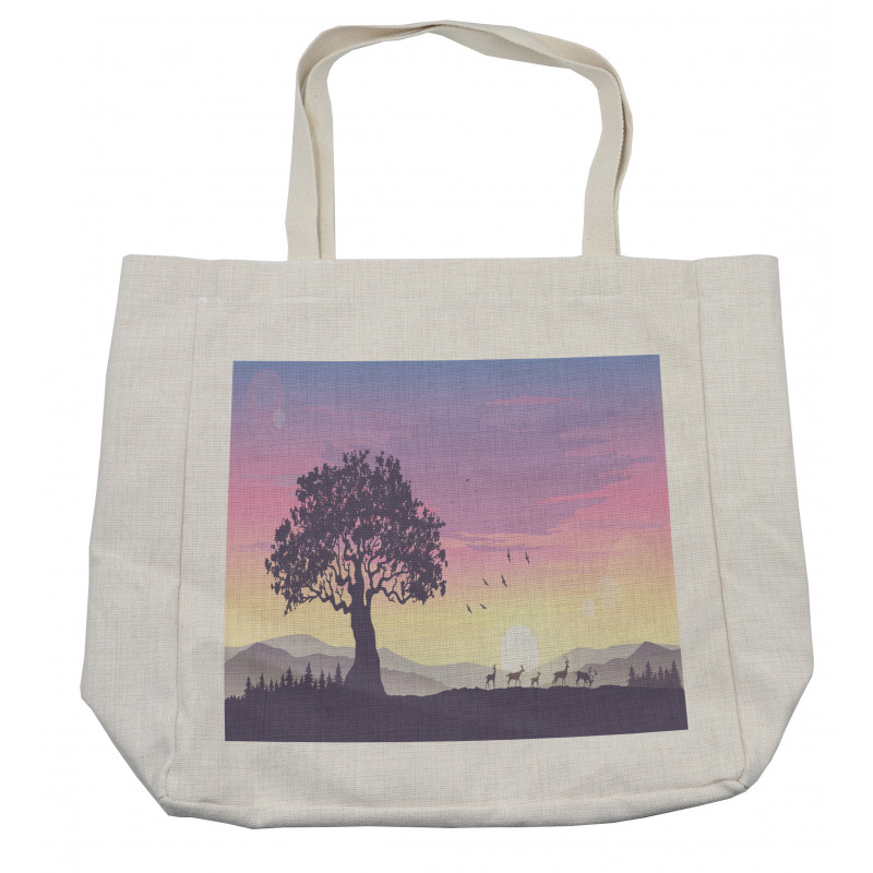 Dreamlike View Big Tree Deer Shopping Bag