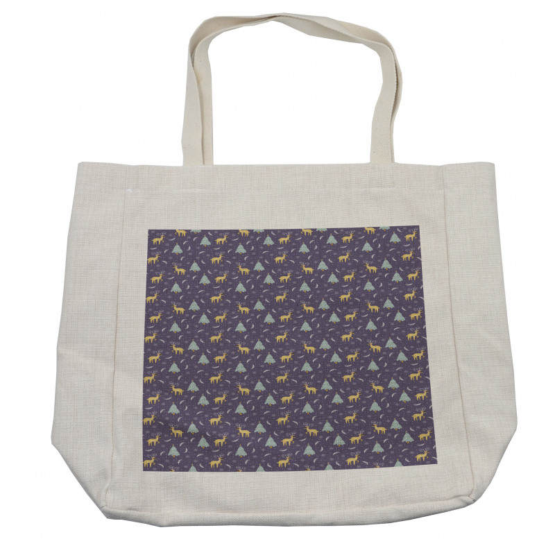 Snow and Cartoon Deer Shopping Bag