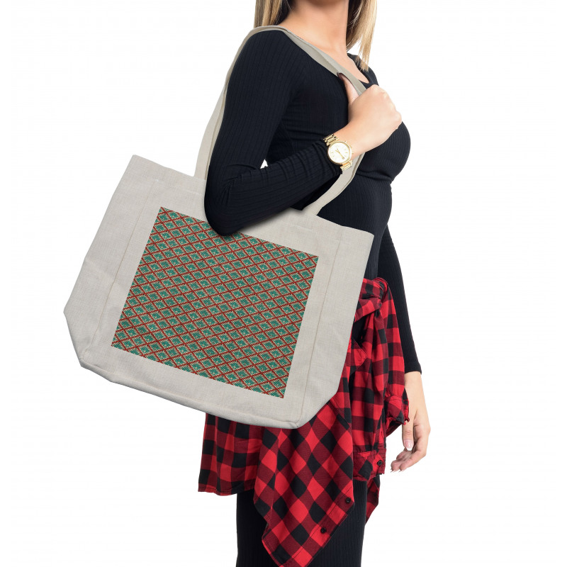 Retro Geometric Pattern Shopping Bag