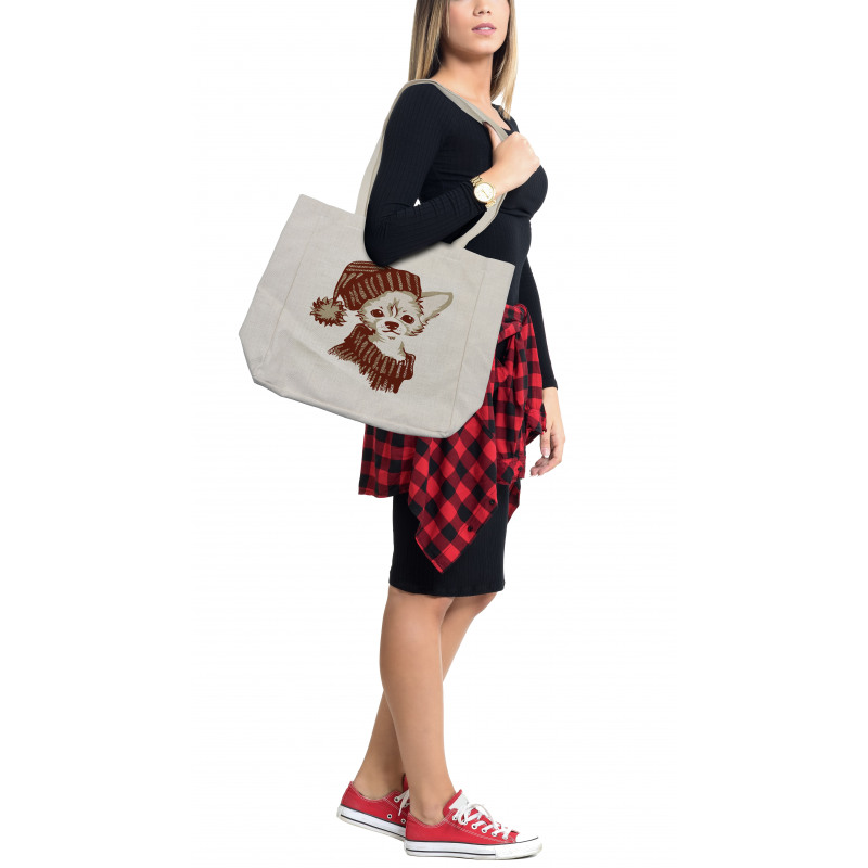 Puppy Hat and Pullover Shopping Bag