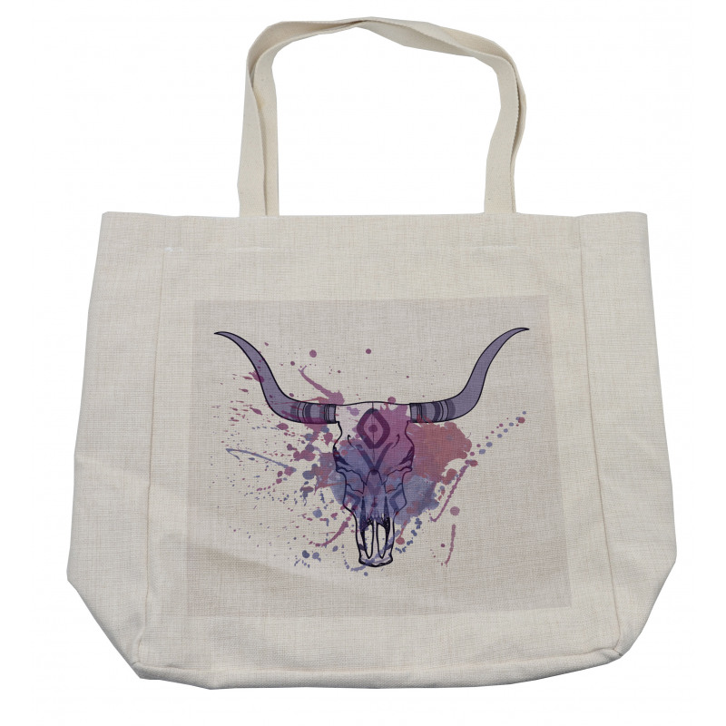 Bull Skull with Splashes Shopping Bag