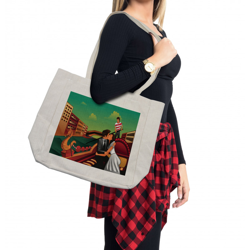 Romantic Couple on Gondola Shopping Bag