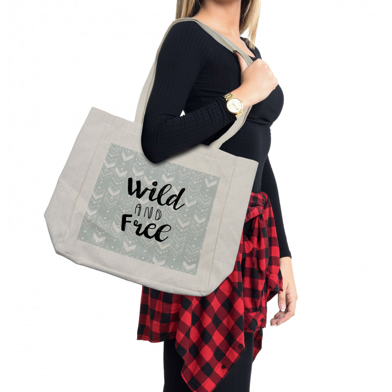 Wild and Free Typography Shopping Bag