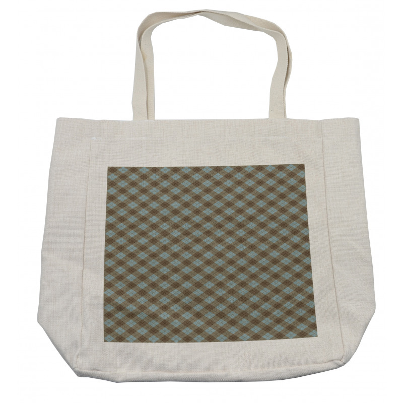 Repeated Bicolor Tartan Shopping Bag