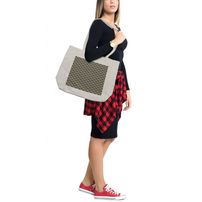 Repeated Bicolor Tartan Shopping Bag