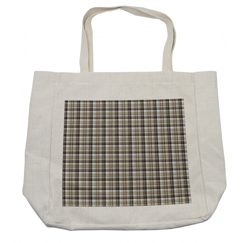 Brown Blue Geometric Shopping Bag