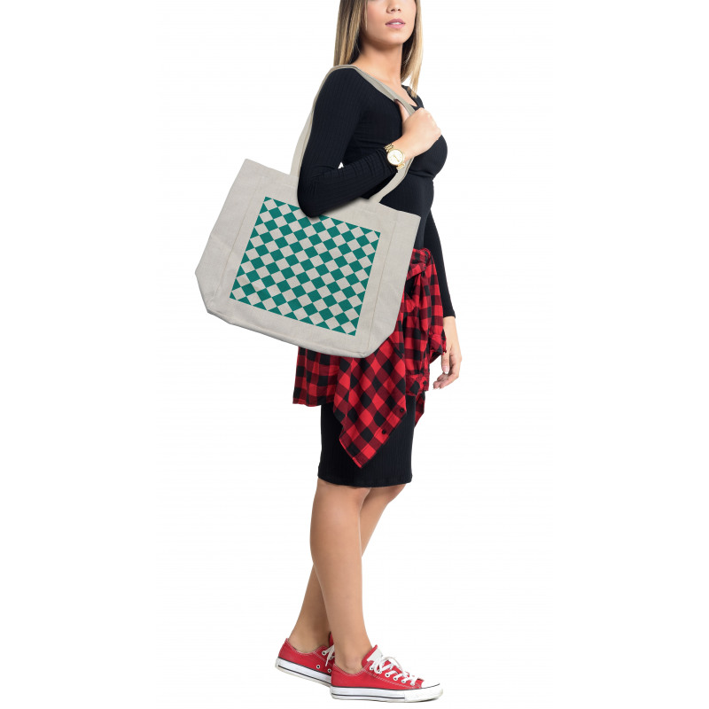 Diagonal Checkers Pattern Shopping Bag