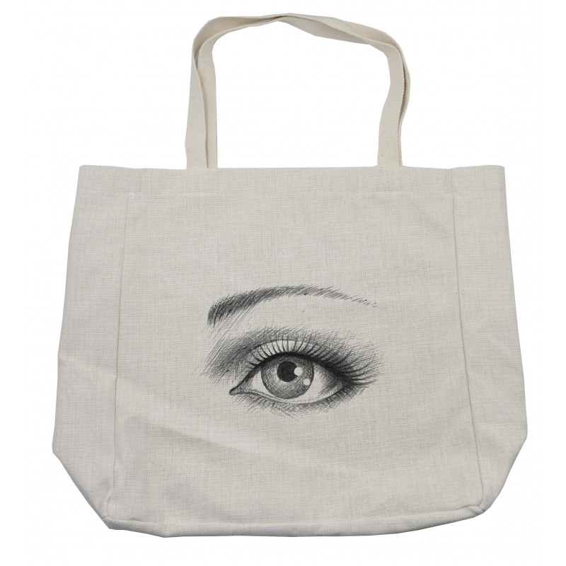 Ladies Eye in Pencil Sketch Shopping Bag