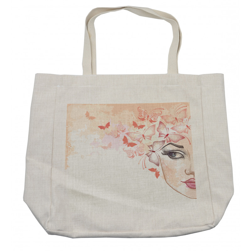 Half Face and Butterflies Shopping Bag