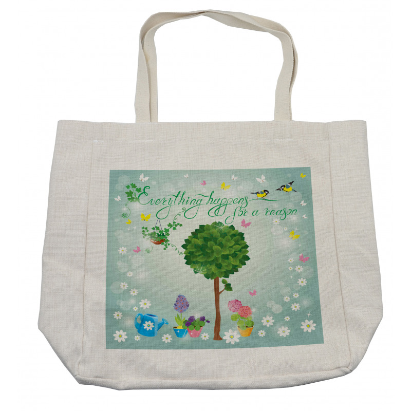 Daisies Flowers in Pot Birds Shopping Bag