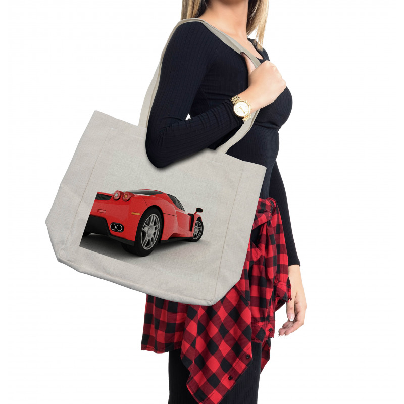 Red Super Sports Car Shopping Bag