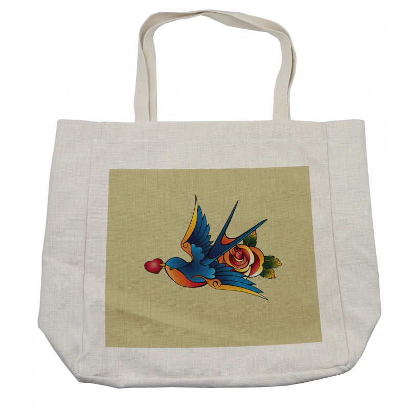 Heart Bird and Rose Art Shopping Bag