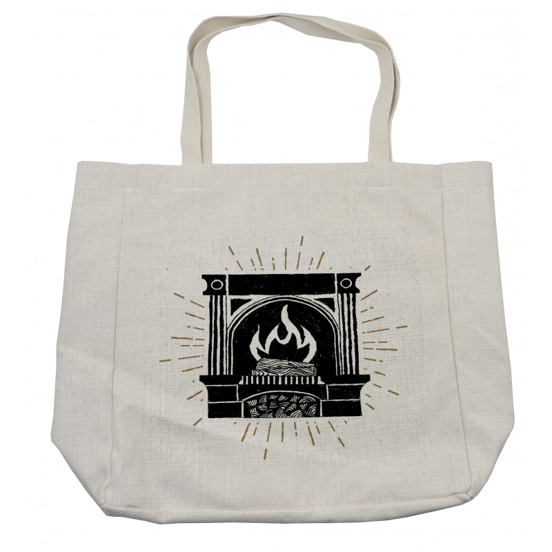 Vintage Log Fire Image Shopping Bag