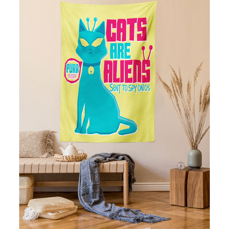 Cats are Aliens Cartoon Tapestry