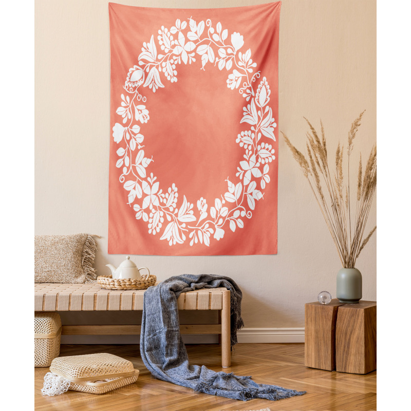 Monochrome Botany Wreath Tapestry