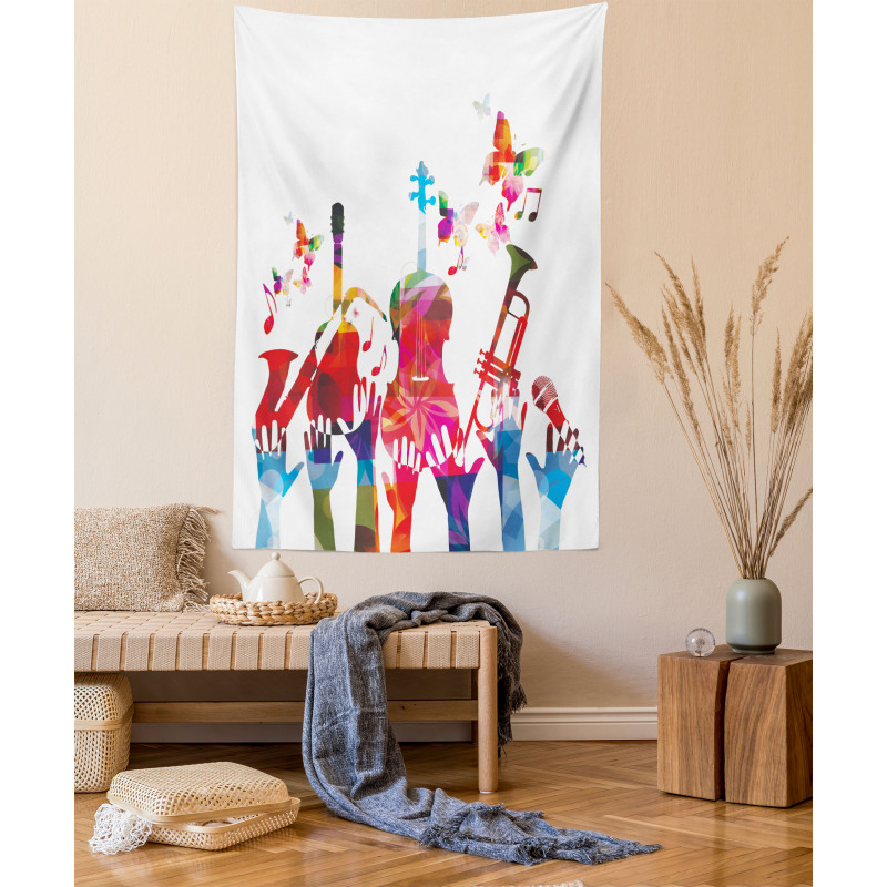 Vivid Polygonal Instruments Tapestry