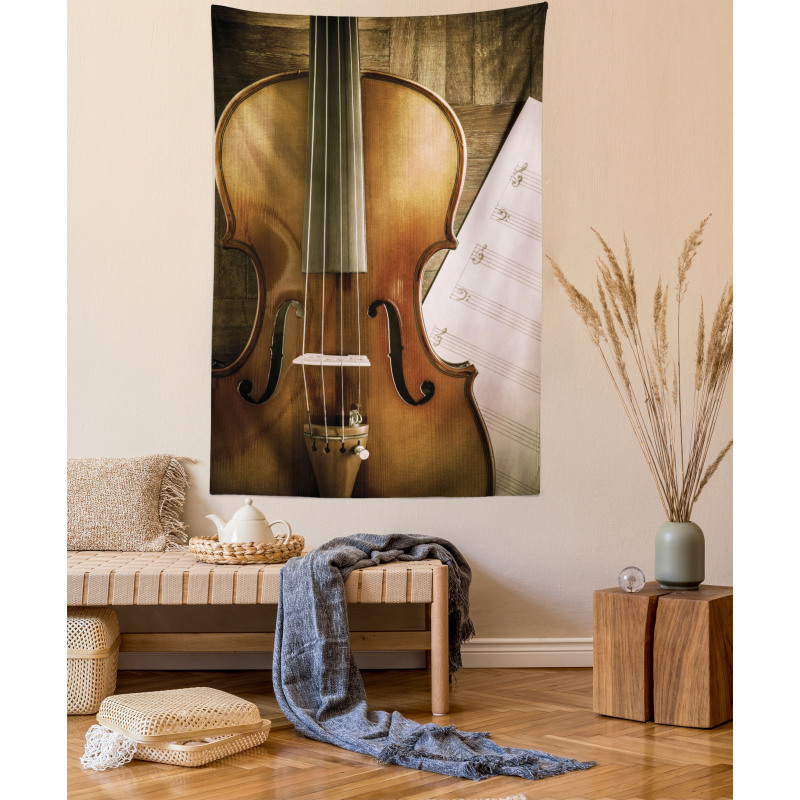 Instrument and Music Sheet Tapestry