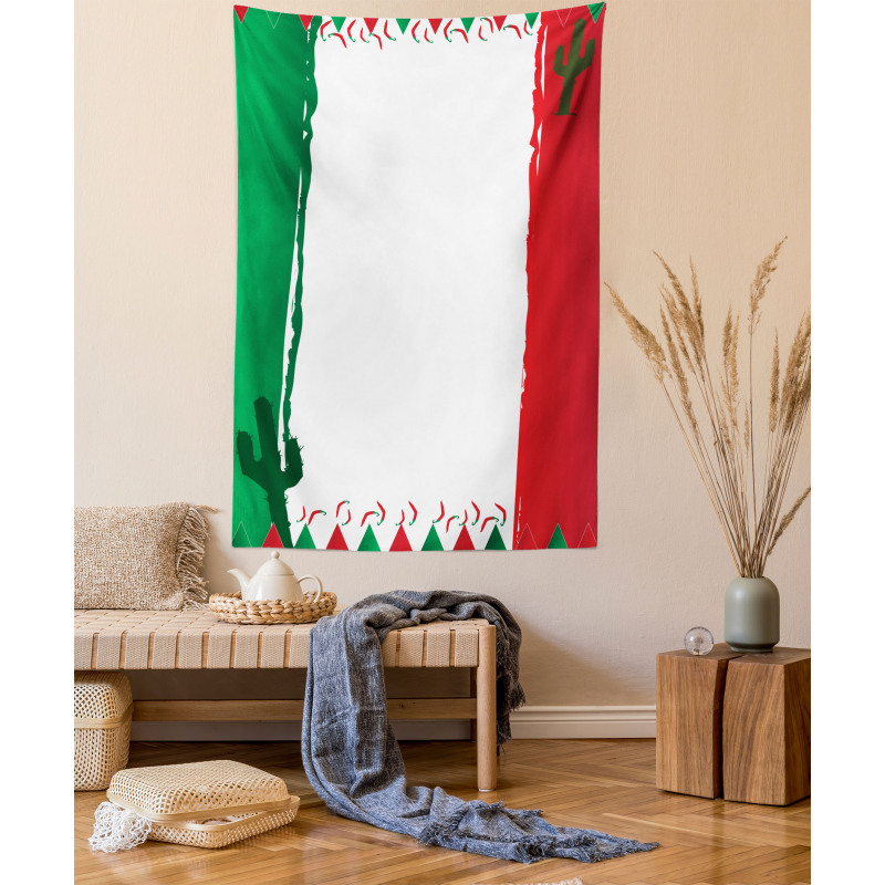 Mexican Colors Flags Cacti Tapestry