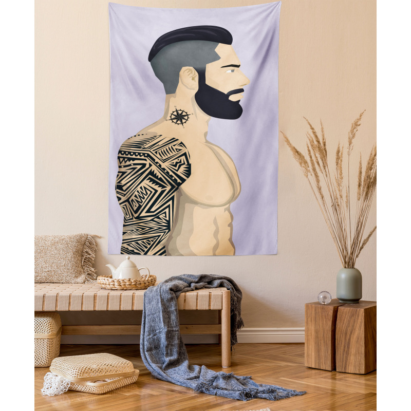 Muscular Boy with Tattoos Tapestry