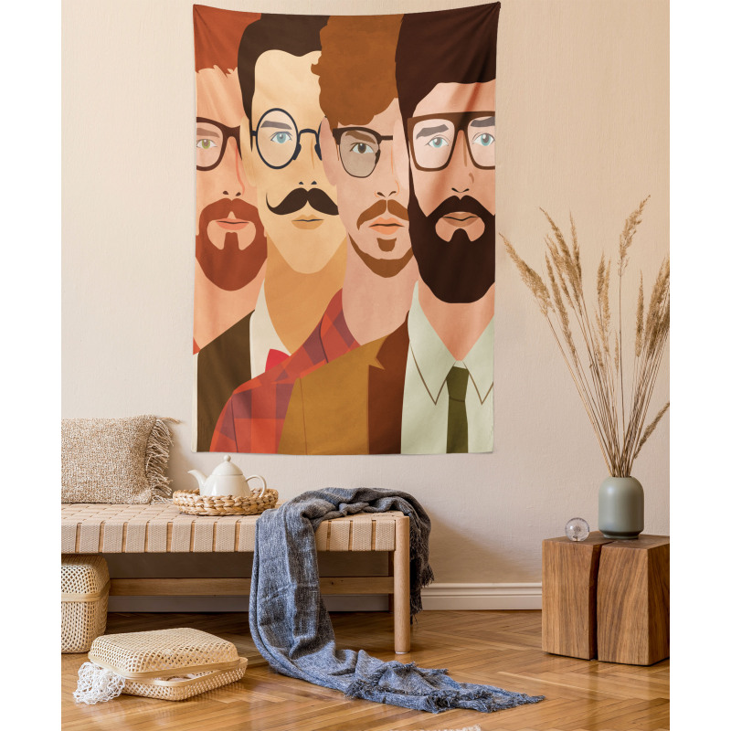 Male Hipster Characters Tapestry